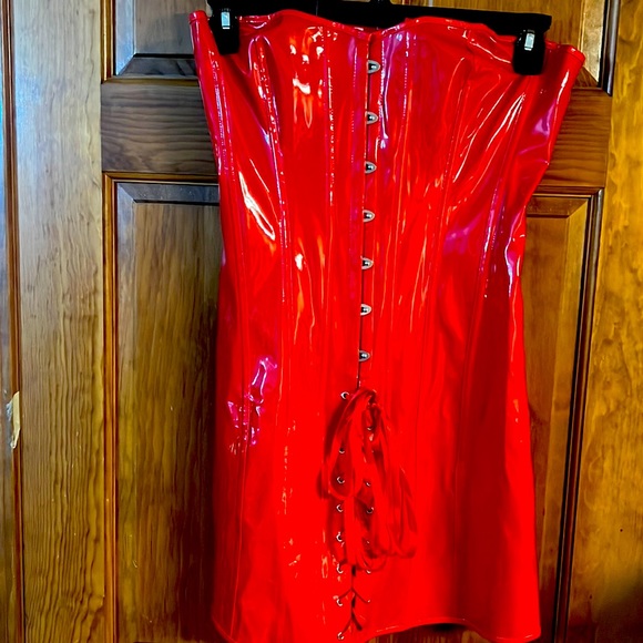 New Alivila Y Fashion Faux Leather Corset Party Dress Red L Unique - Picture 1 of 2